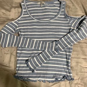 Charlotte Russe Ribbed Shoulder-Cut Long-sleeve